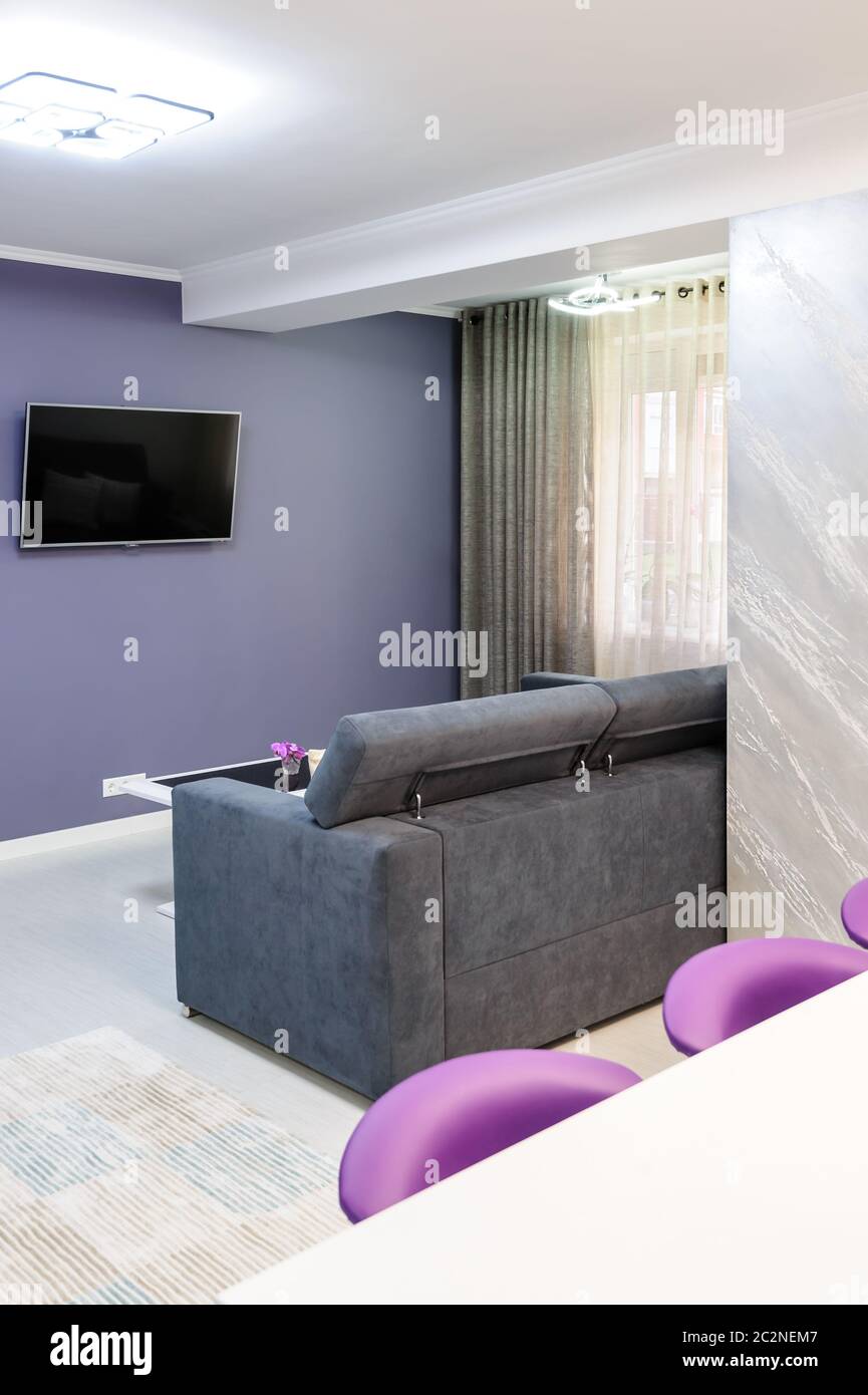 white dining table in modern kitchen Stock Photo - Alamy