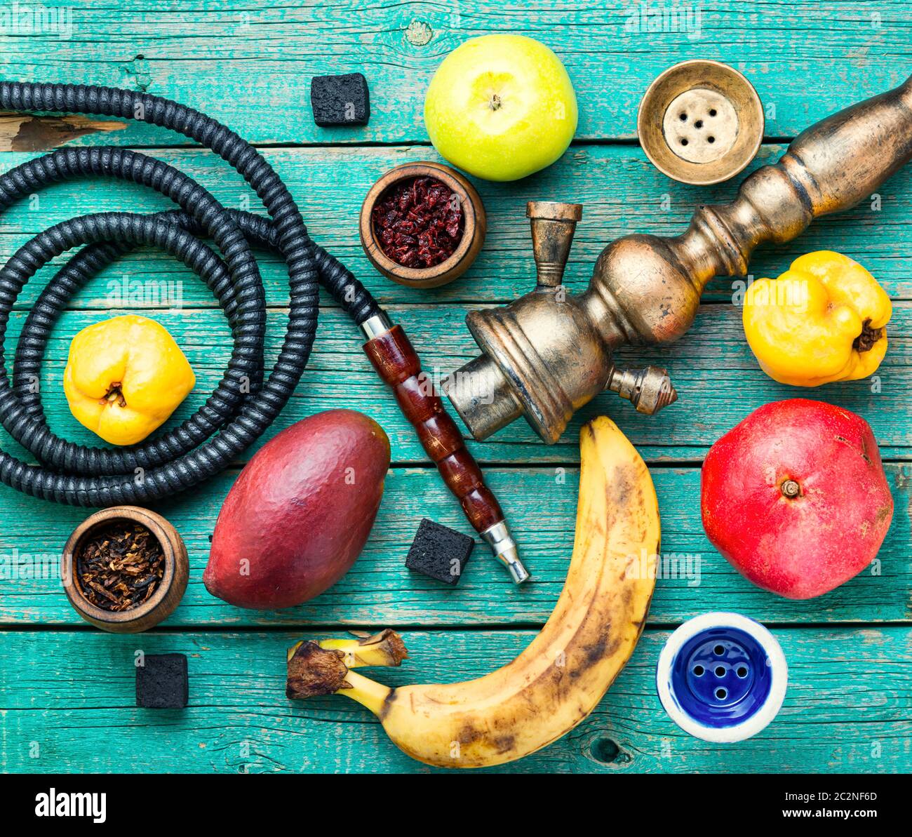 Smoking shisha with fruit tobacco flavor.Turkish hookah.Egyptian kalian