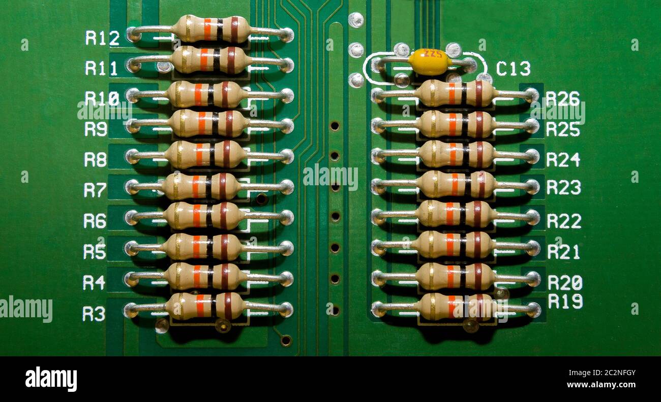 Circuit board with resistors Stock Photo Alamy