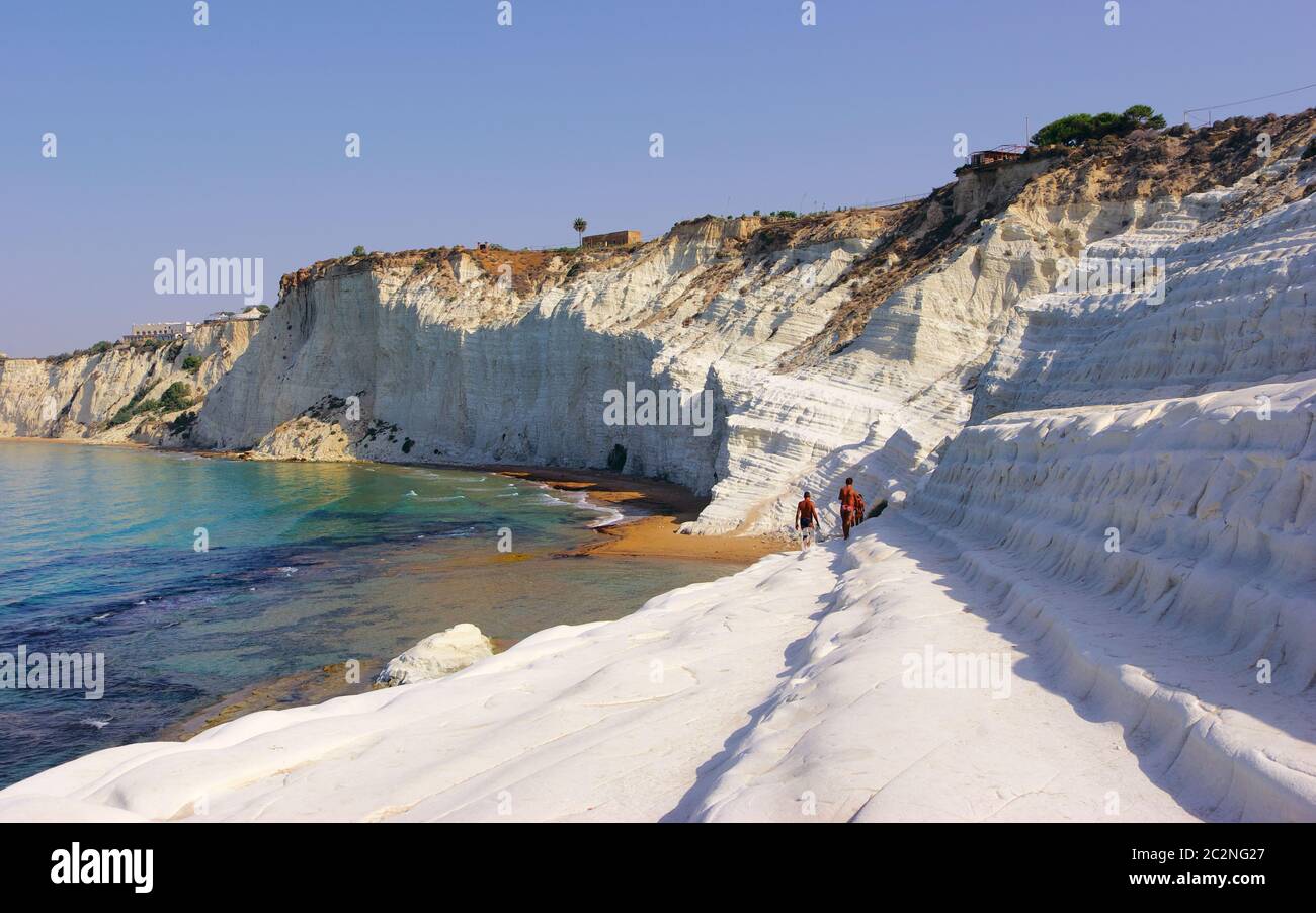 white cliff in southern coast of Sicily natural landmark Stock Photo