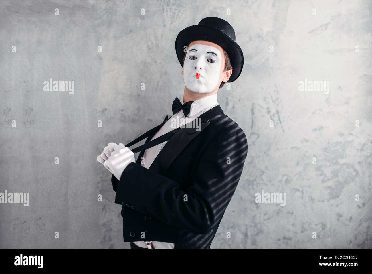 Mime Male Artist White Makeup High Resolution Stock Photography and