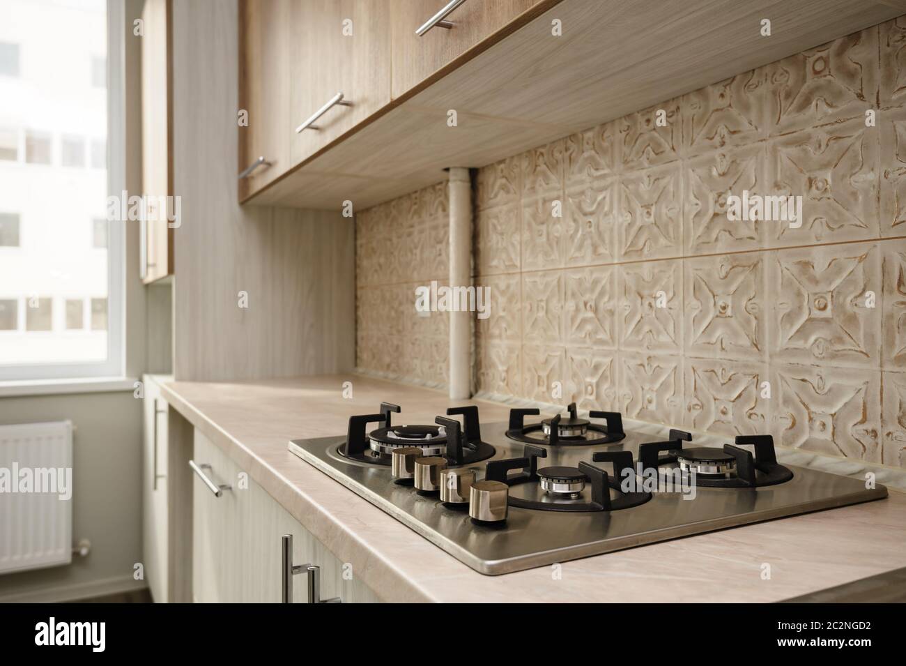 Modern beige kitchen Stock Photo - Alamy