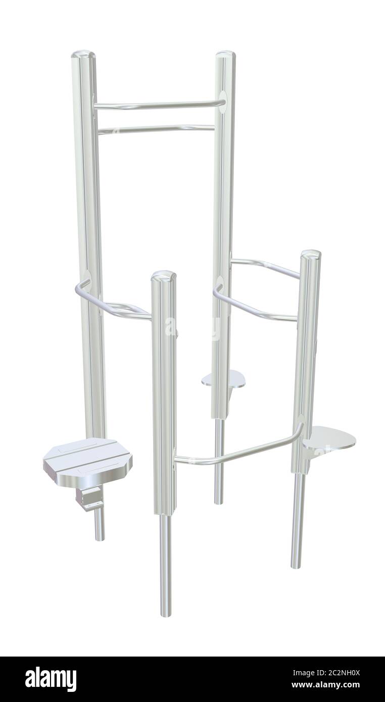 Pull-up bars or shower chrome rack, 3D illustration Stock Photo