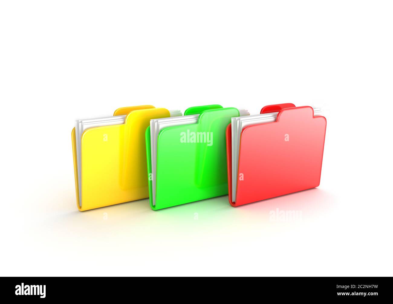 Three multicolored folders isolated on white background Stock Photo Alamy