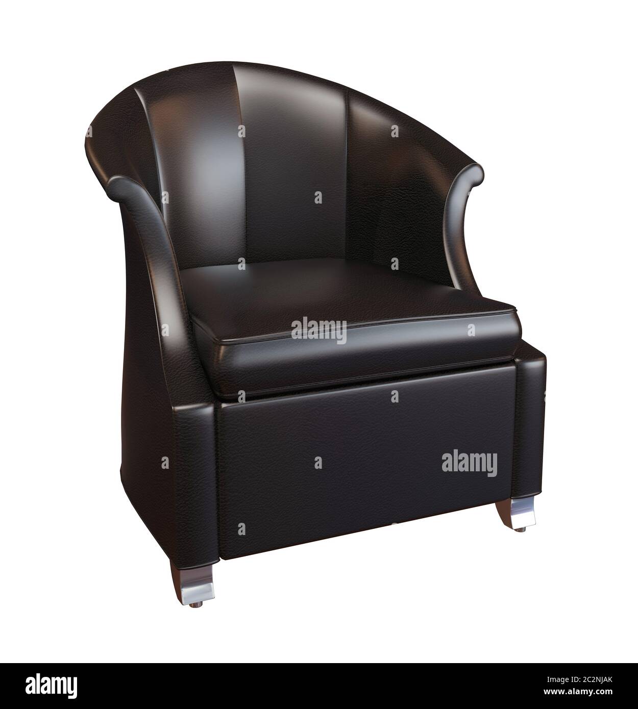 3d photorealistic image of a black leather comfy armchair