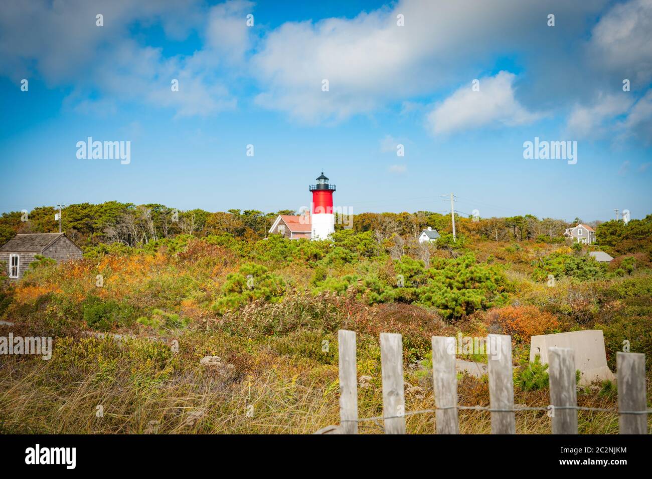 Nauset Beach,  Seashore and lighthouse. Cape Cod, USA. Stock Photo