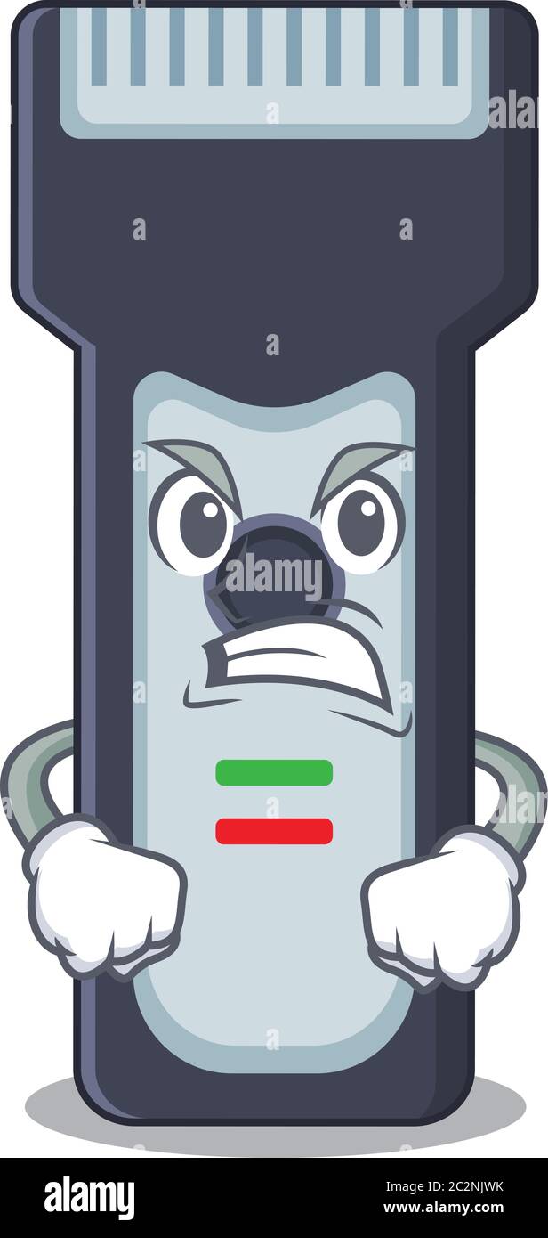 A cartoon picture style of electric shaver having a mad face Stock ...