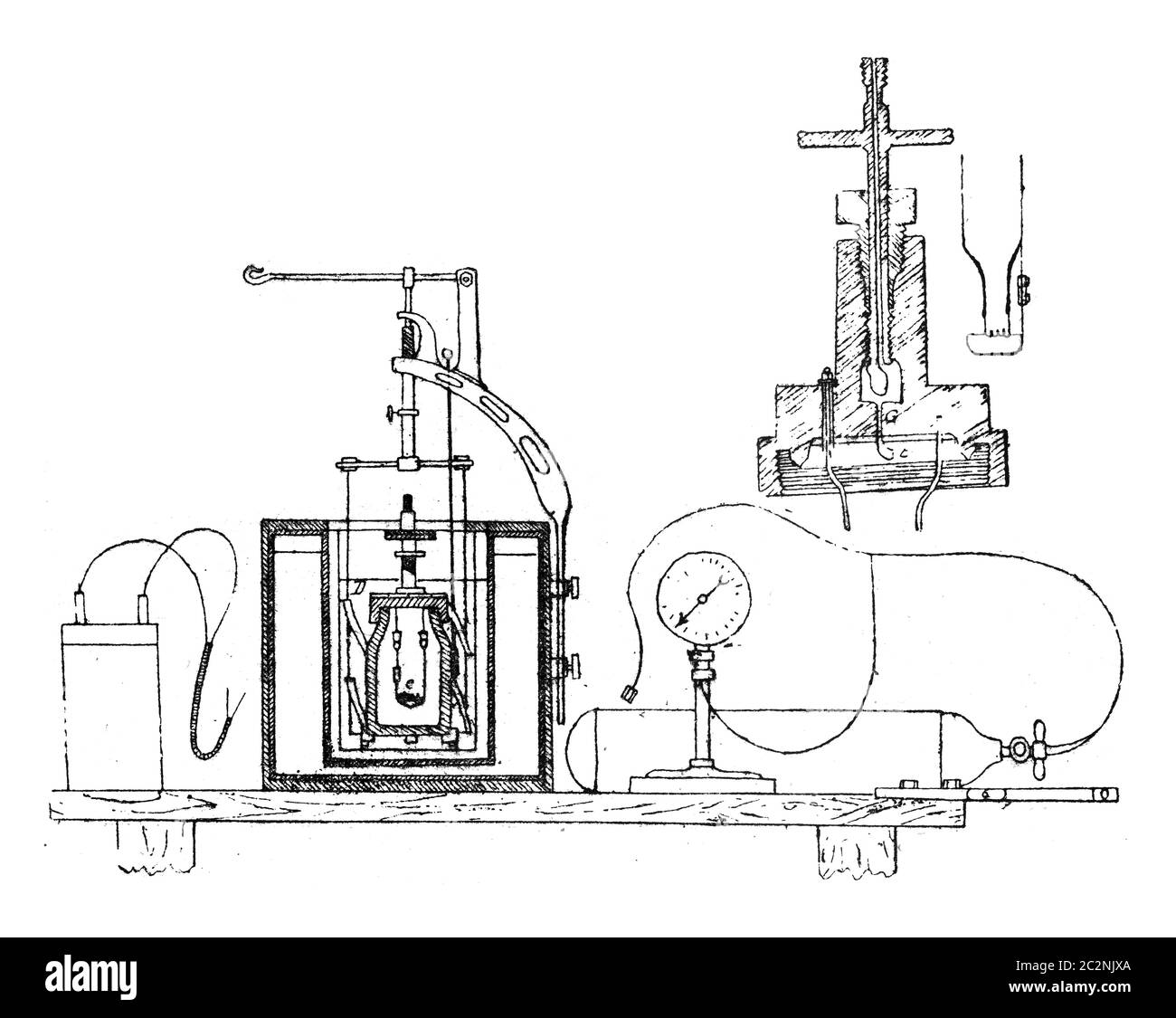 Calorimetric bomb Mr Mahler, vintage engraved illustration Stock Photo