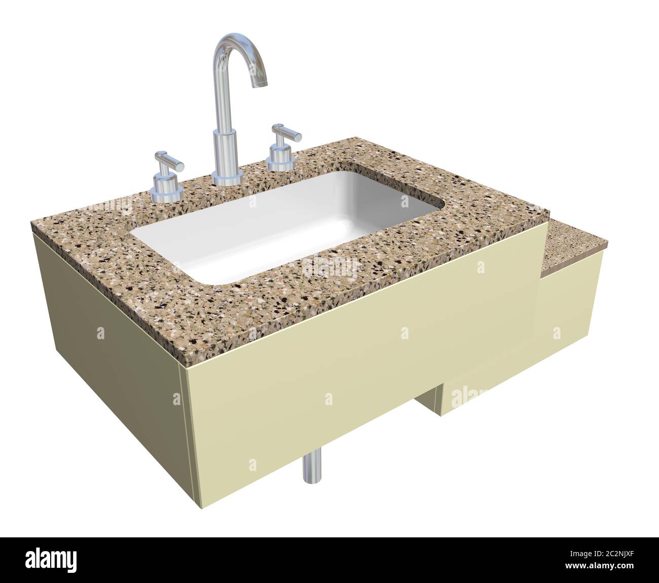 Image showcasing White built-in square bathroom sink with chrome faucet and plumbing ...