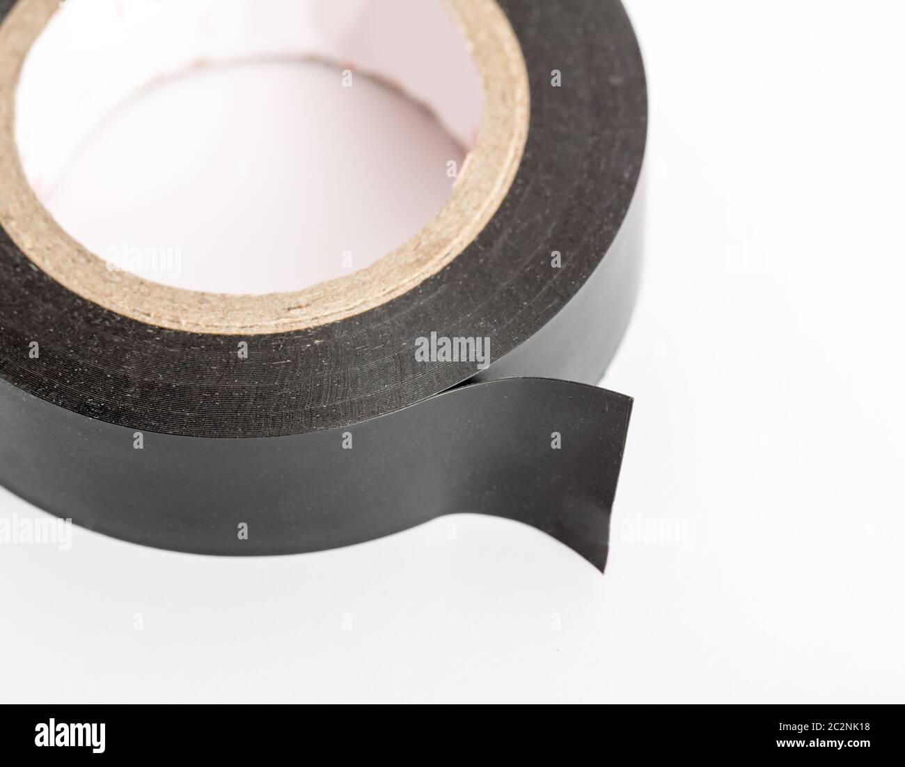 Closeup of black industrial tape isolated Stock Photo