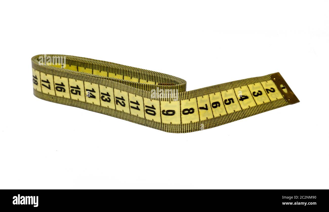 Folded flexible measuring tape Stock Photo