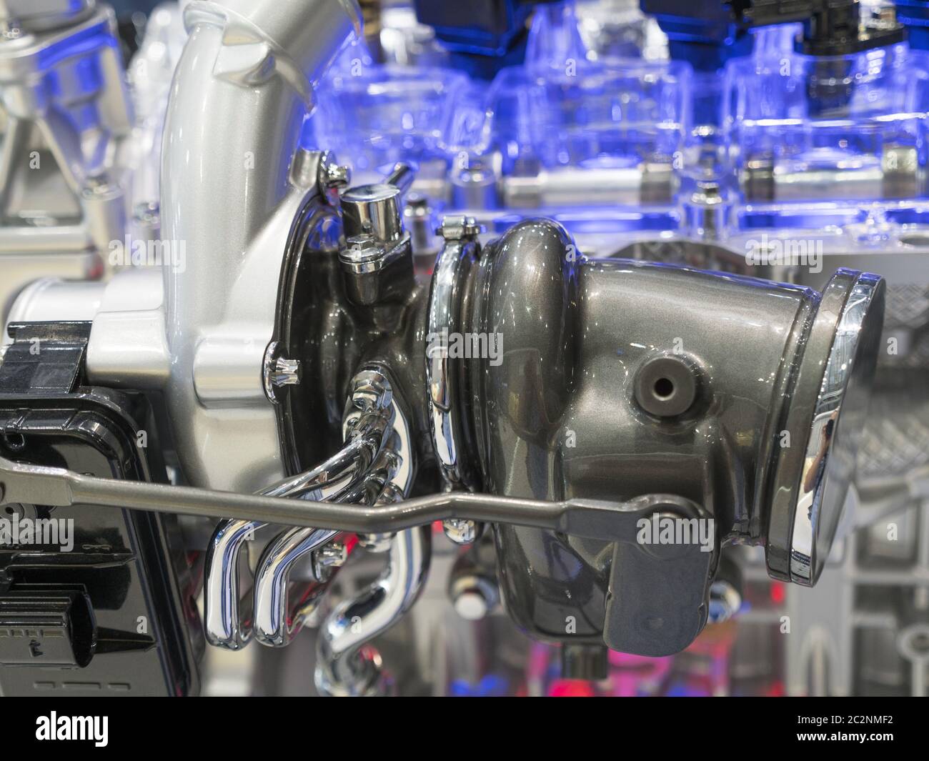Close up detail of tuned car engine Stock Photo