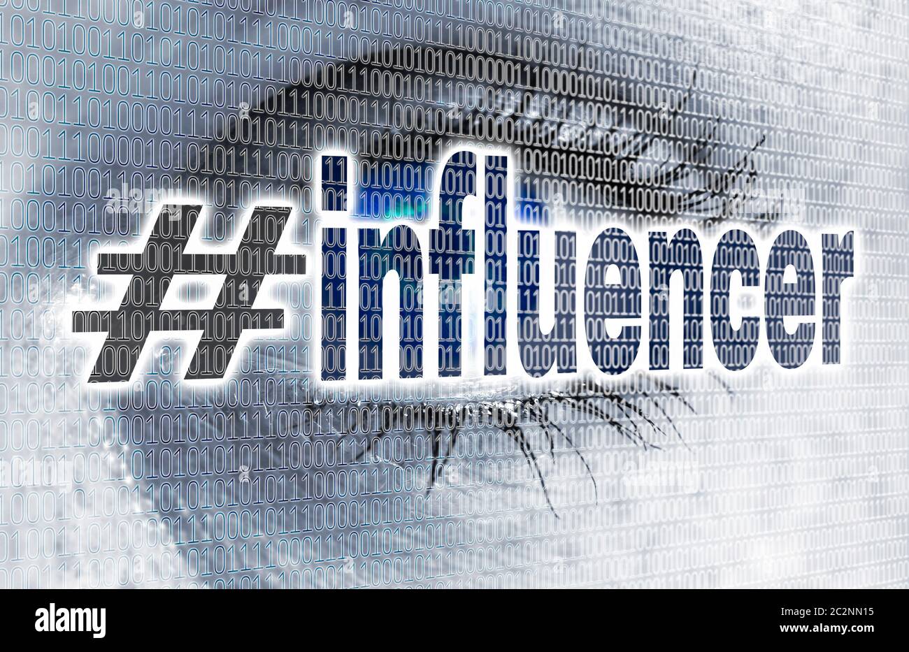 Influencer eye with matrix looks on viewer concept Stock Photo - Alamy