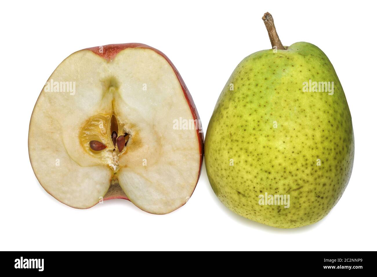 Half apple and pear Stock Photo