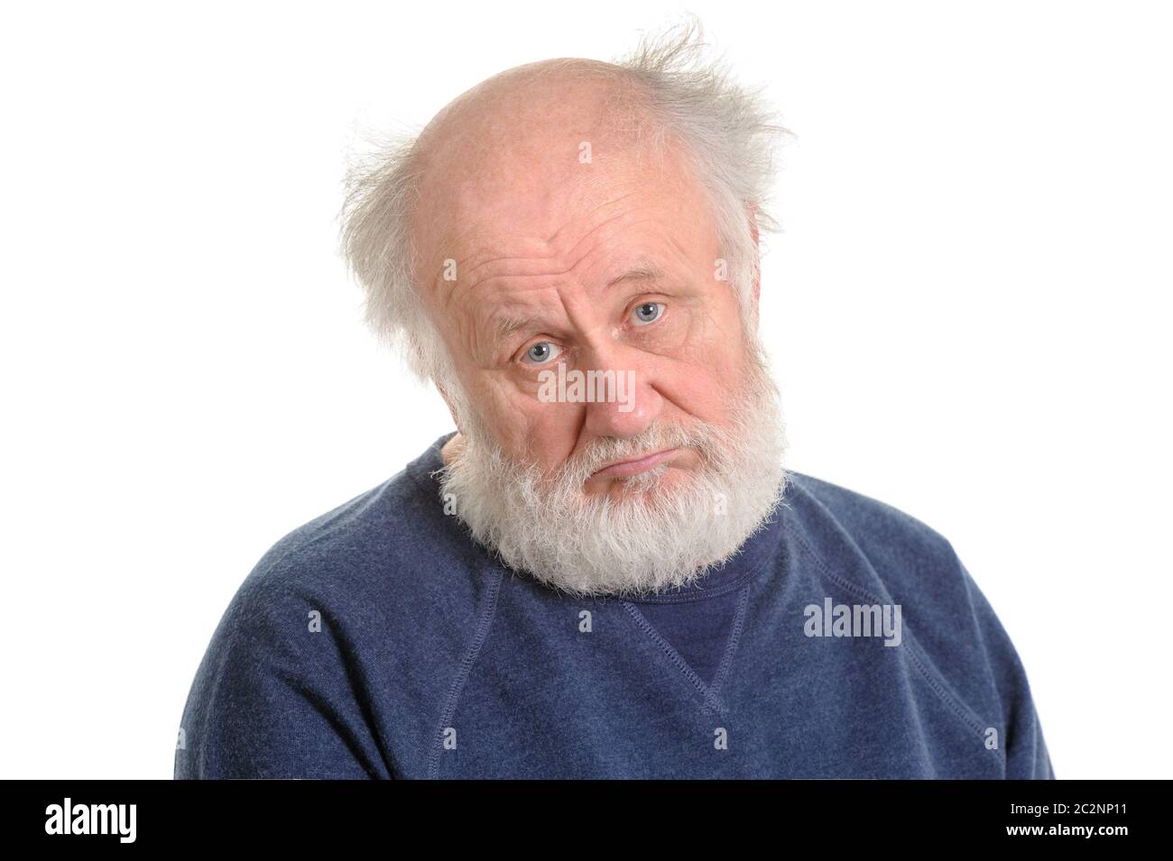 sad depressing old man isolated portrait Stock Photo