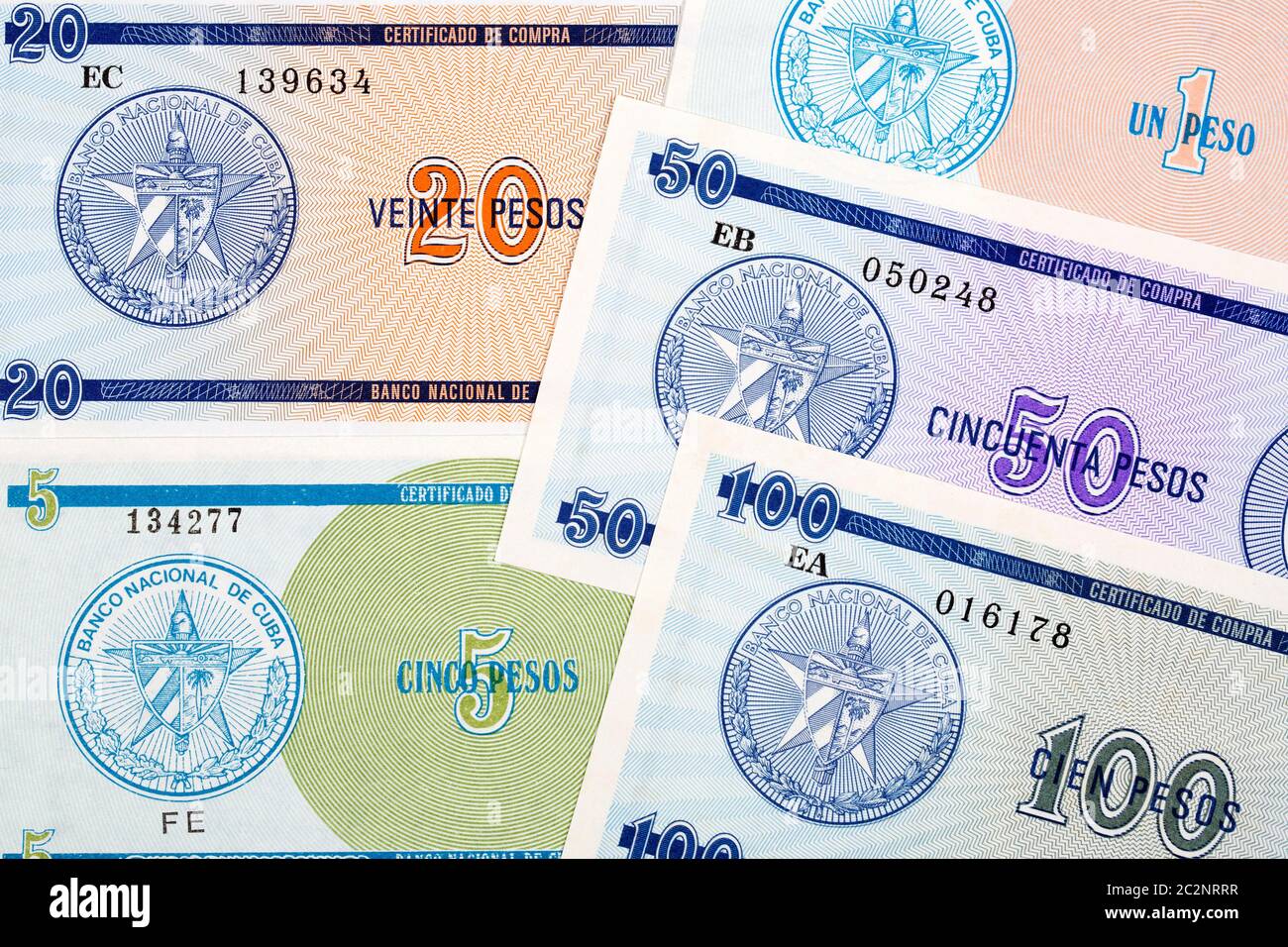 Foreign exchange certificate from Cuba a background Stock Photo