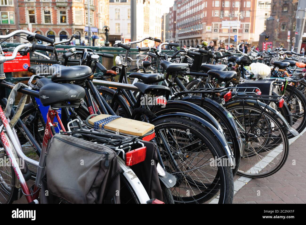 A lot of bicycles in a typical Amsterdam bike parking Stock Photo