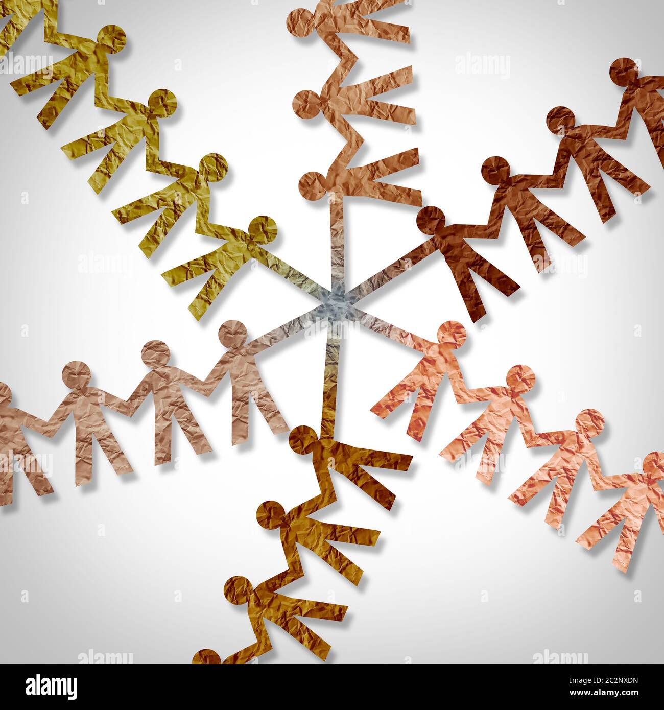 Social unity and cultural diversity concept as diverse people in a 3D illustration style. Stock Photo