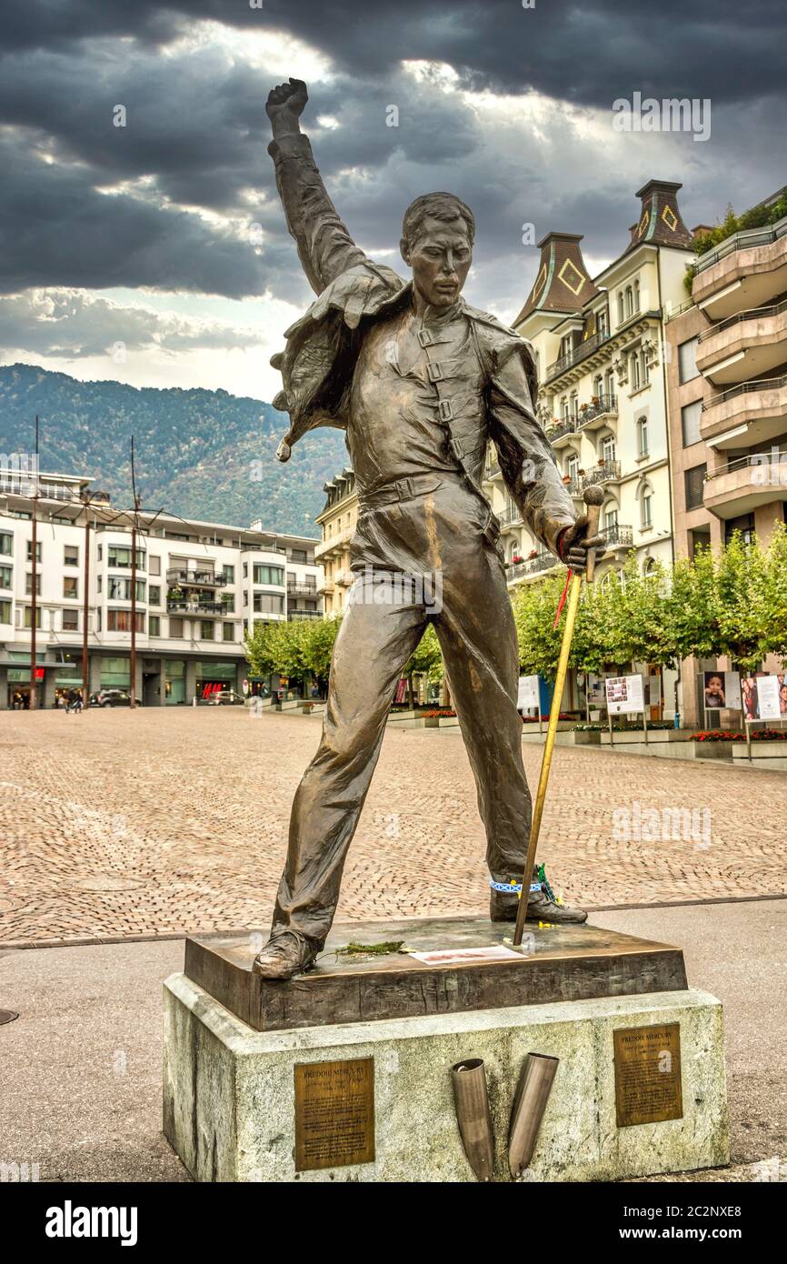 The Freddie Mercury statue, Montreux, Vaud Canton, Switzerland, Europe Stock Photo