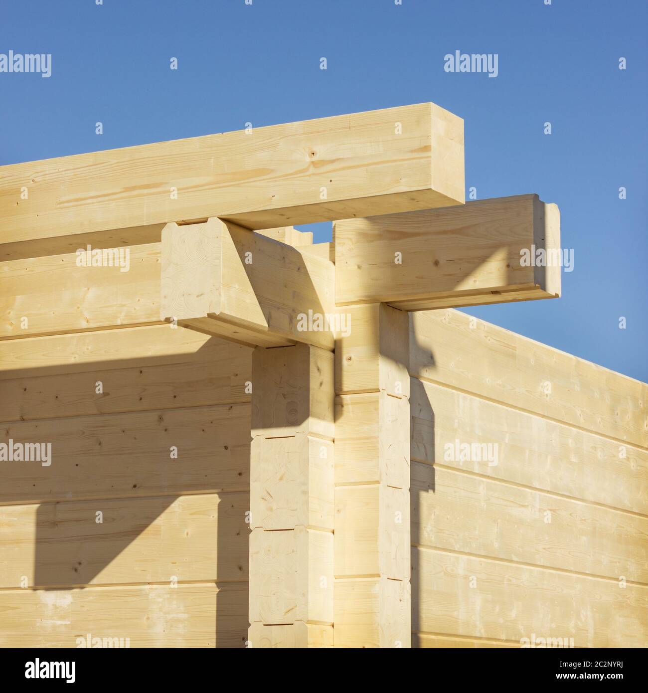 Construction. Buildings from glued beams Stock Photo