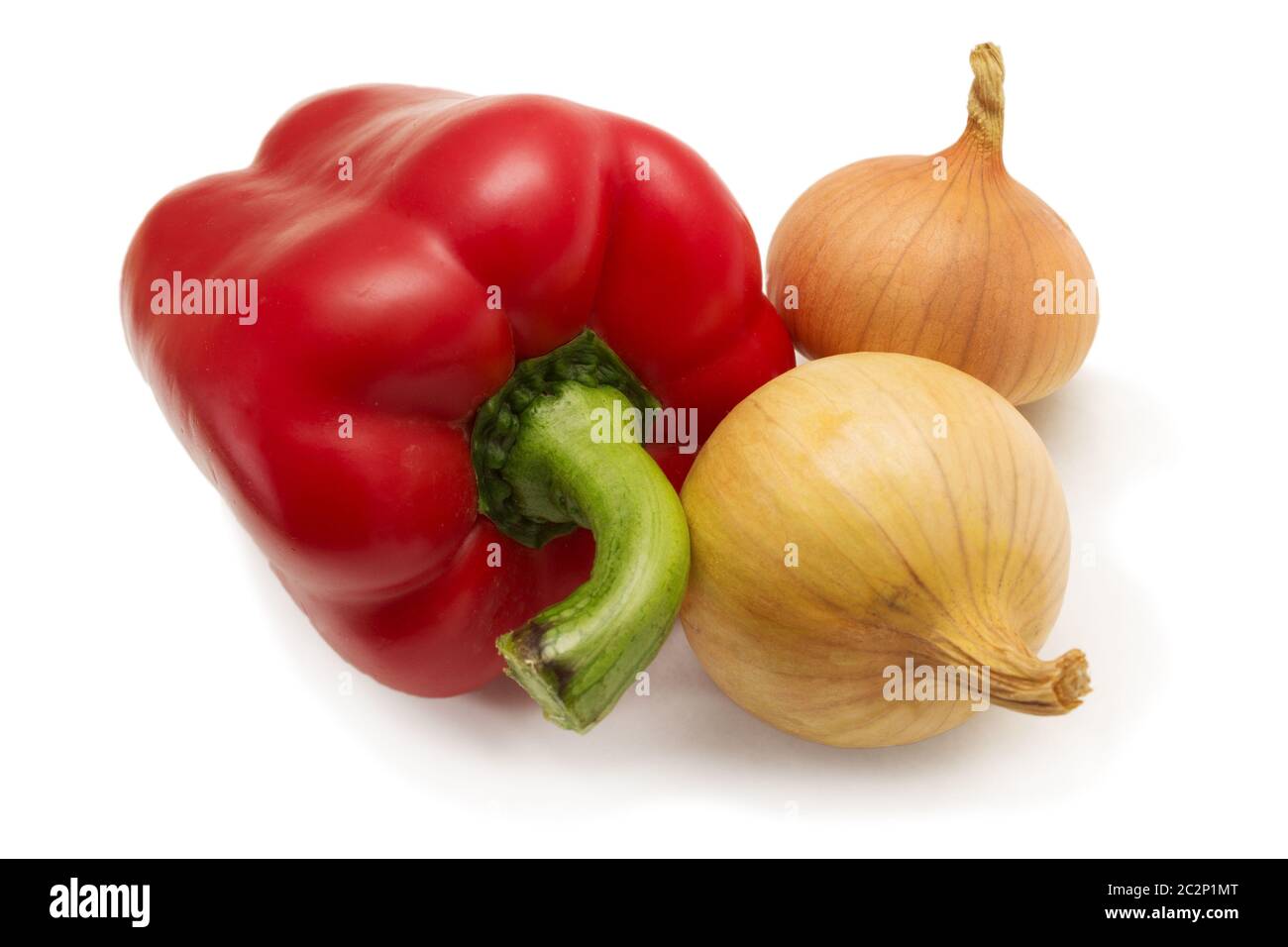 Red pepper and bulbs isolated on white background Stock Photo