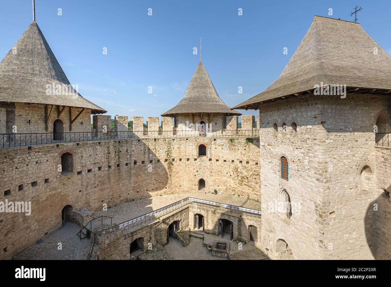 Inner space of medieval fortress in Soroca, Republic of Moldova Stock Photo