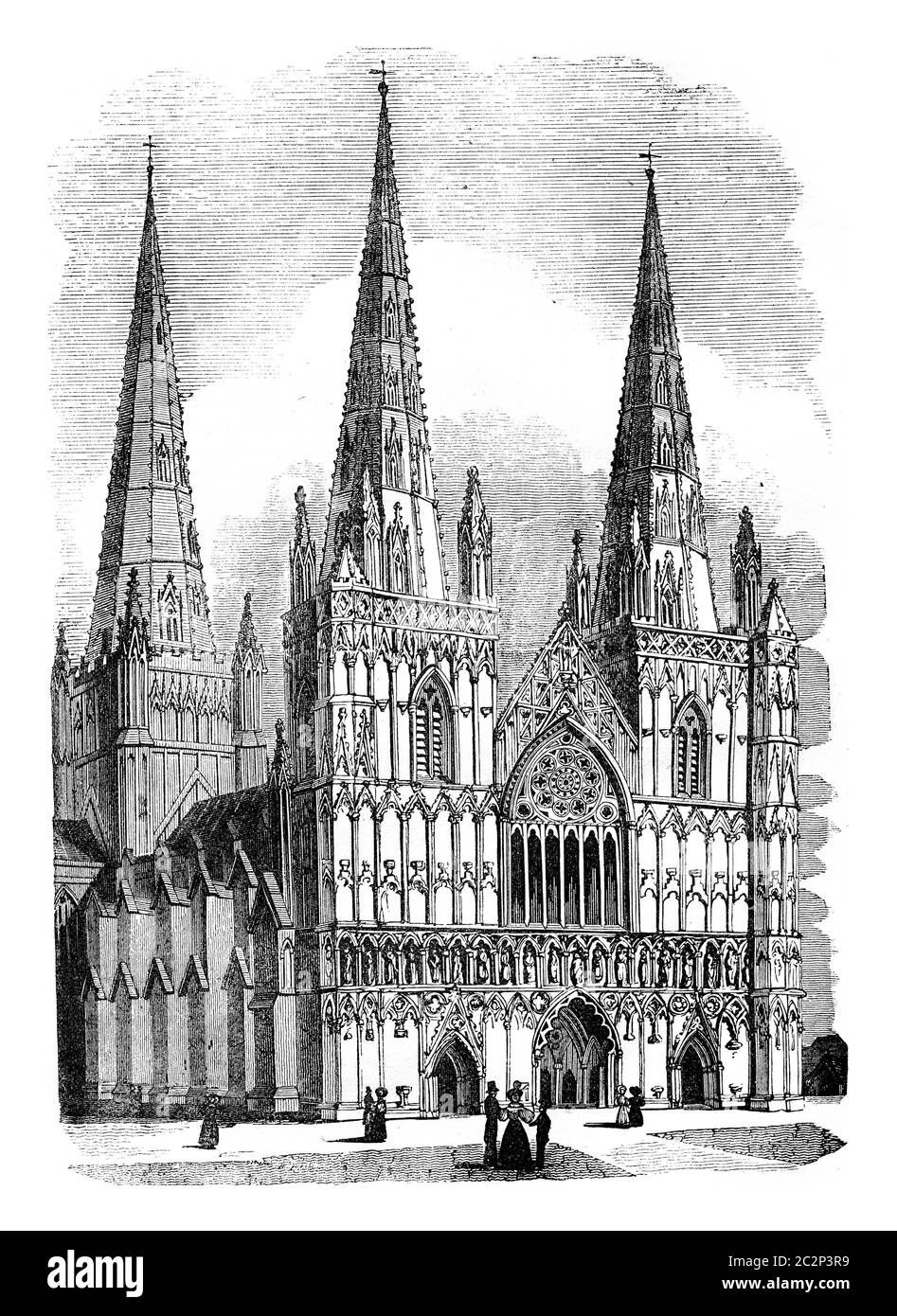 Lichfield Cathedral Vintage Engraved Illustration Colorful History Of lichfield-cathedral-vintage-engraved-illustration-colorful-history-of
