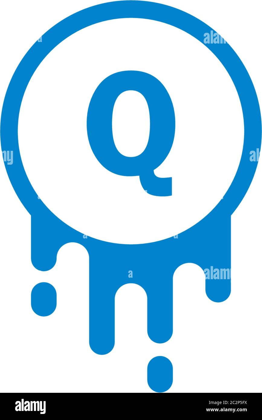 Letter Q  logotype in blue color design concept illustration Stock Vector