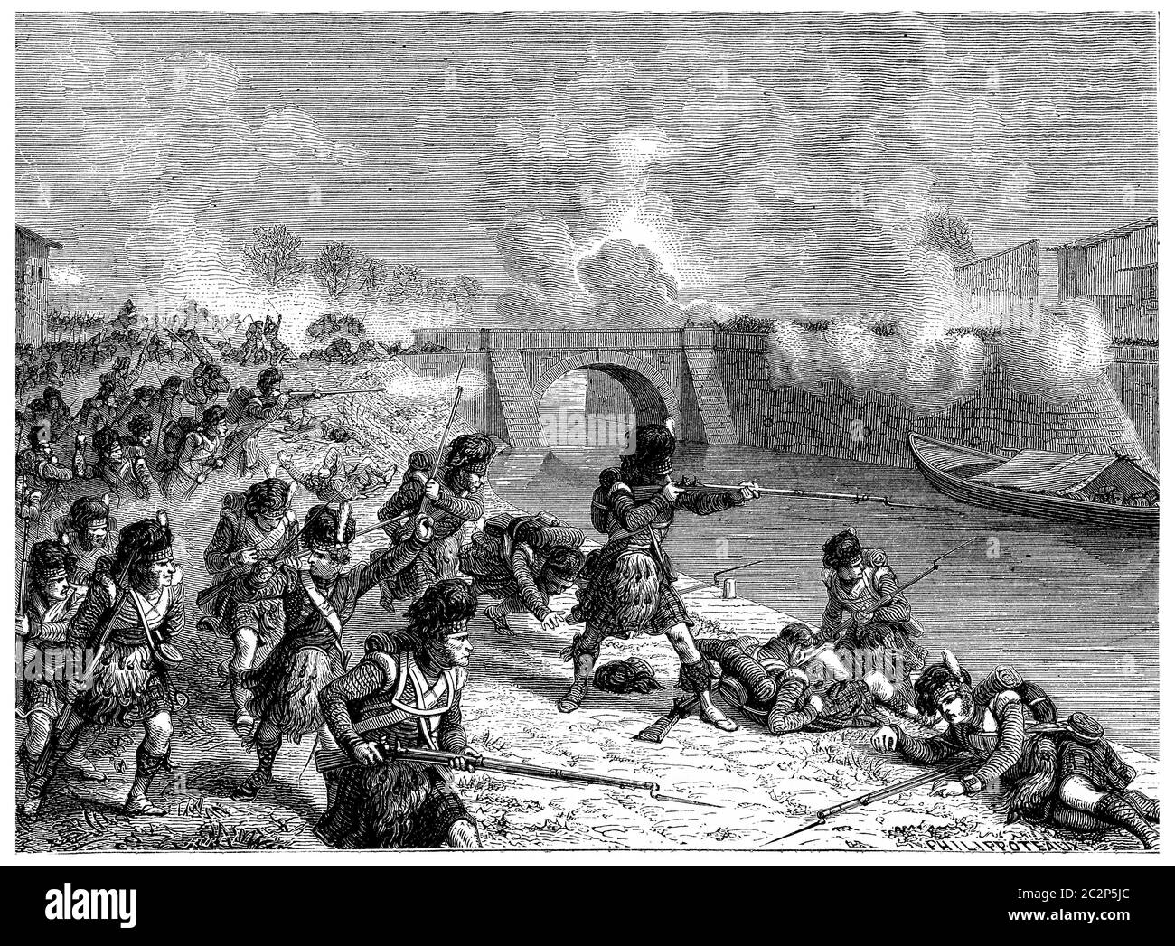 Battle of Toulouse, vintage engraved illustration. History of France – 1885. Stock Photo