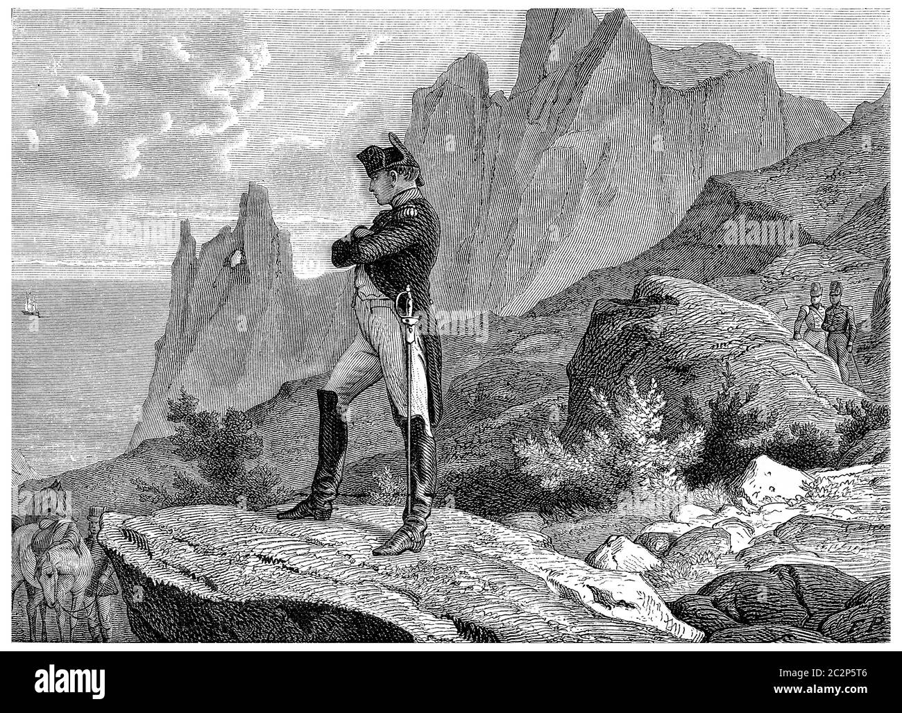 Napoleon at St. Helena, vintage engraved illustration. History of ...