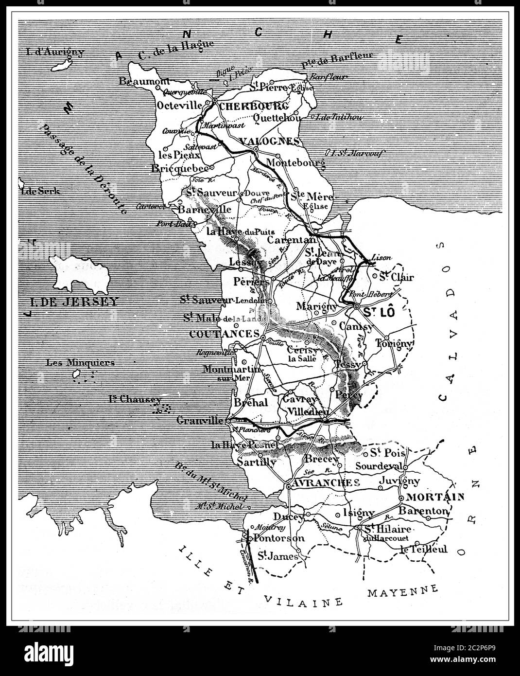 Map of the department of MaineetLoire, vintage engraved illustration