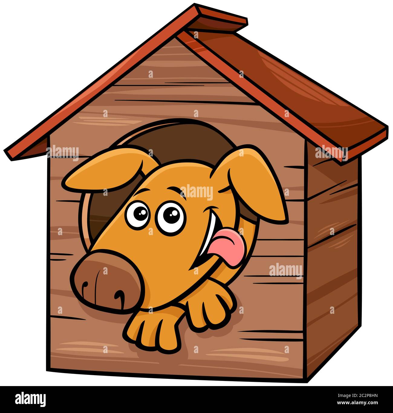 cartoon dog animal character in doghouse Stock Photo - Alamy