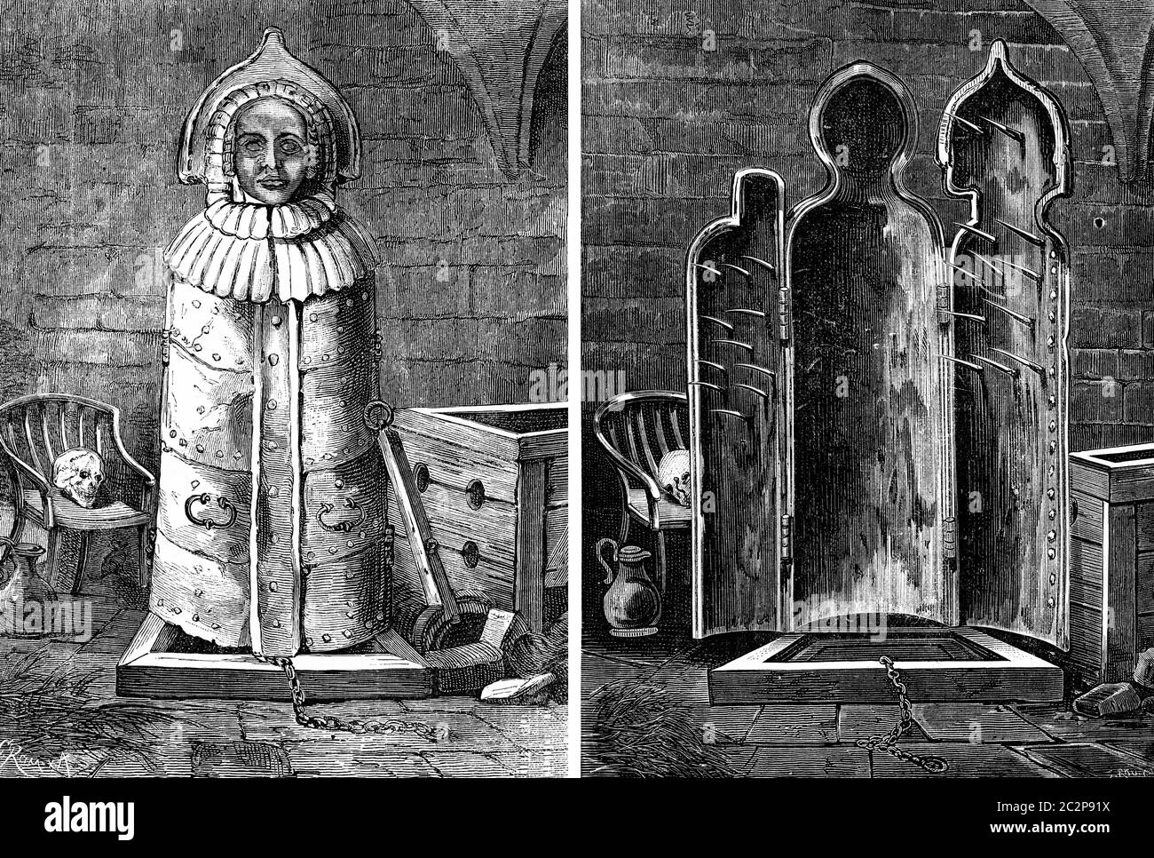 Nuremberg. The Iron Maiden of Nuremberg, vintage engraved illustration