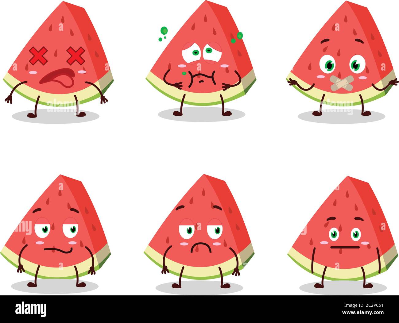 Slash of watermelon cartoon character with nope expression Stock Vector