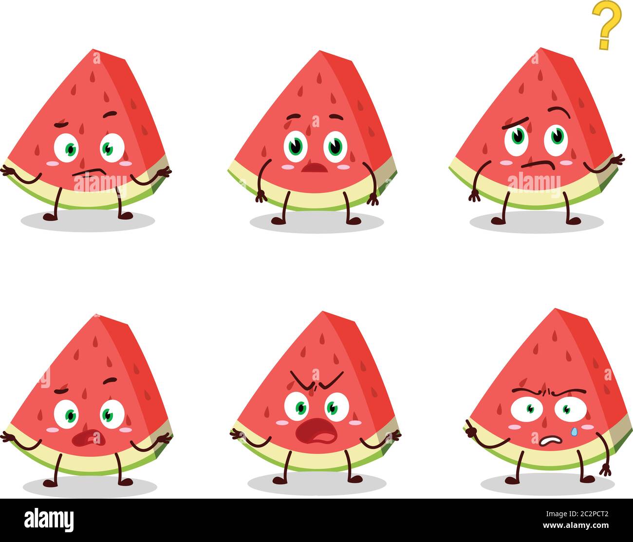 Cartoon character of slash of watermelon with what expression Stock Vector