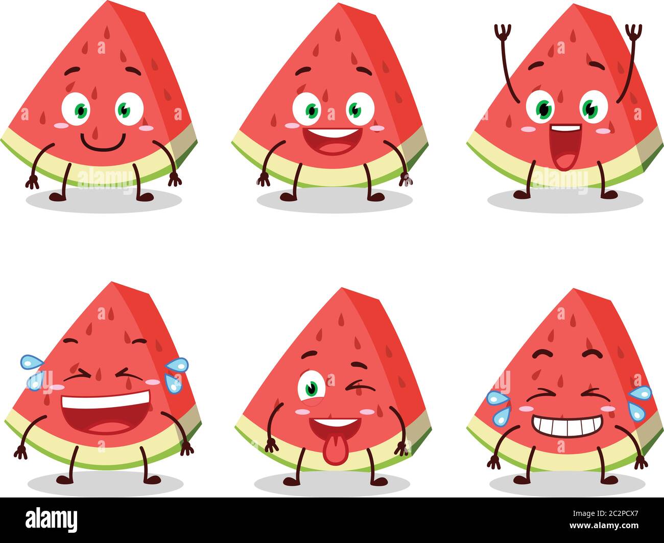 Cartoon character of slash of watermelon with smile expression Stock Vector