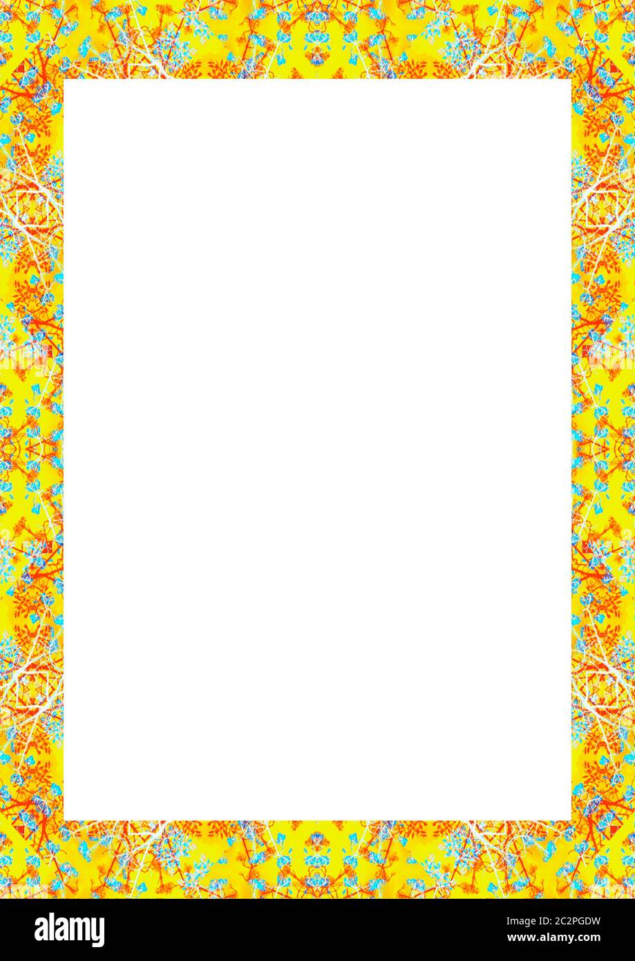 White Frame with Decorated Borders Stock Photo