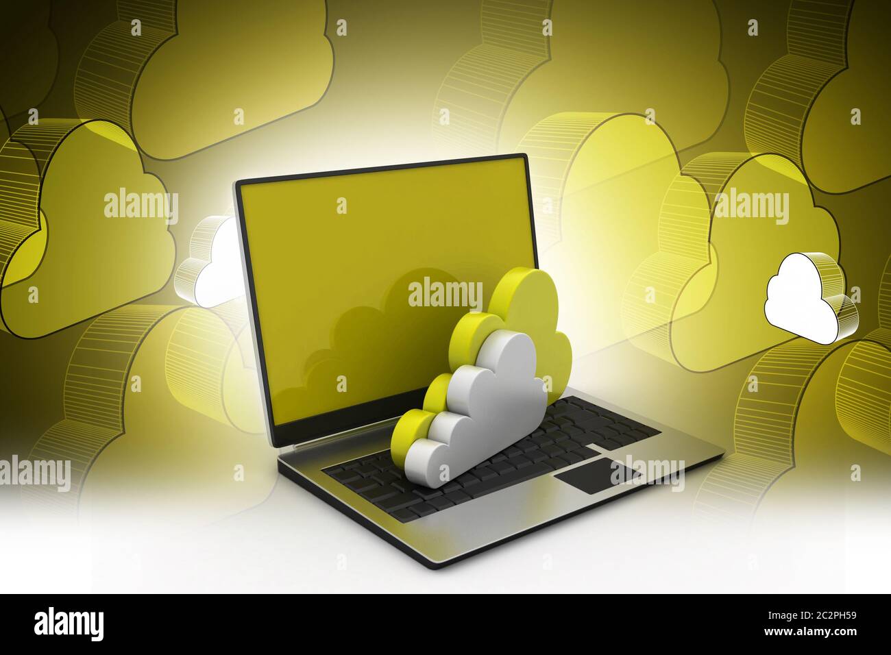 laptop showing concept of cloud computing. Stock Photo