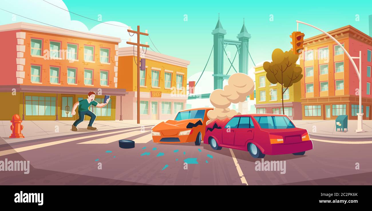 4,600+ Car Crash Cartoon Stock Photos, Pictures & Royalty-Free