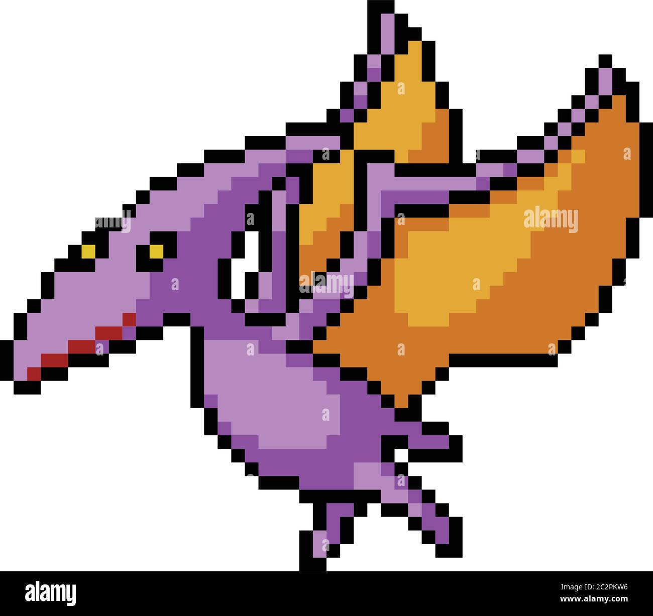 vector pixel art pteranodon isolated cartoon Stock Vector