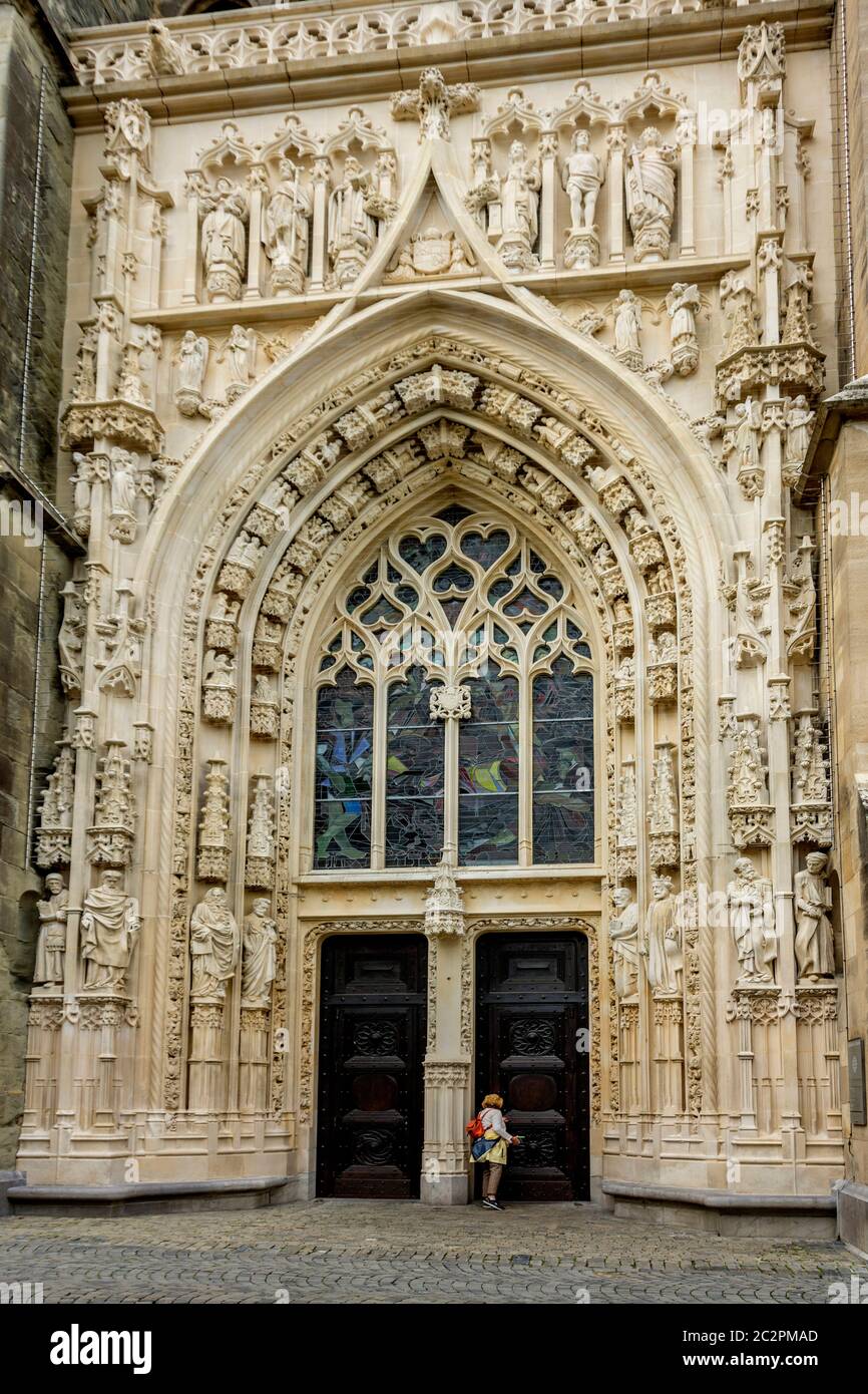 Portal of Cathedral Notre Dame of Lausanne, Vaud Canton, Switzerland Stock Photo