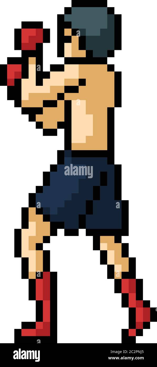 vector pixel art boxing stance isolated cartoon Stock Vector Image