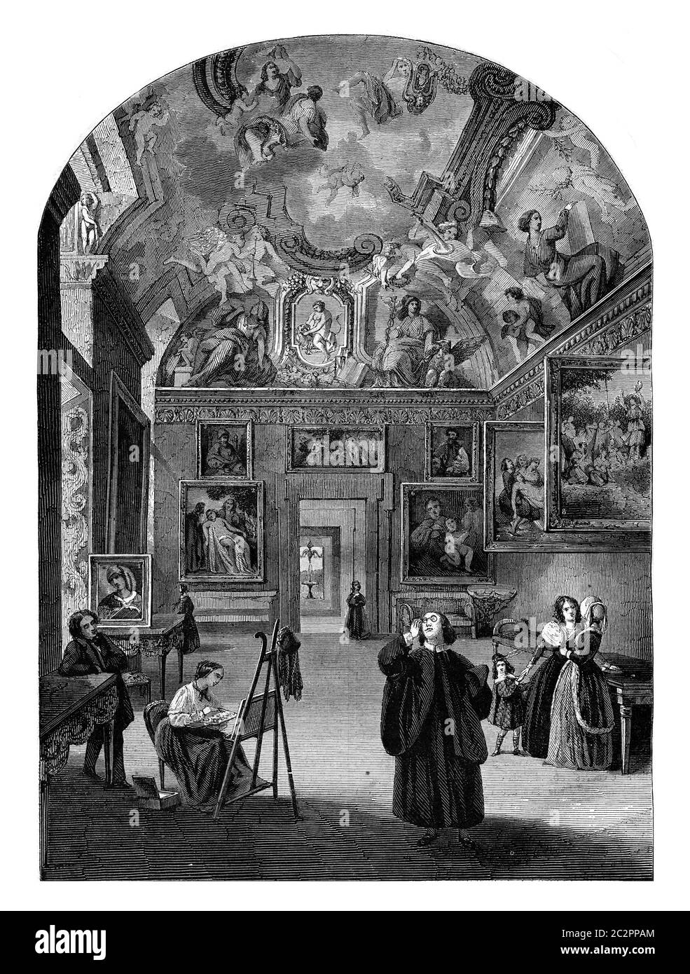 Borghese Gallery, vintage engraved illustration. Magasin Pittoresque 1847. Stock Photo