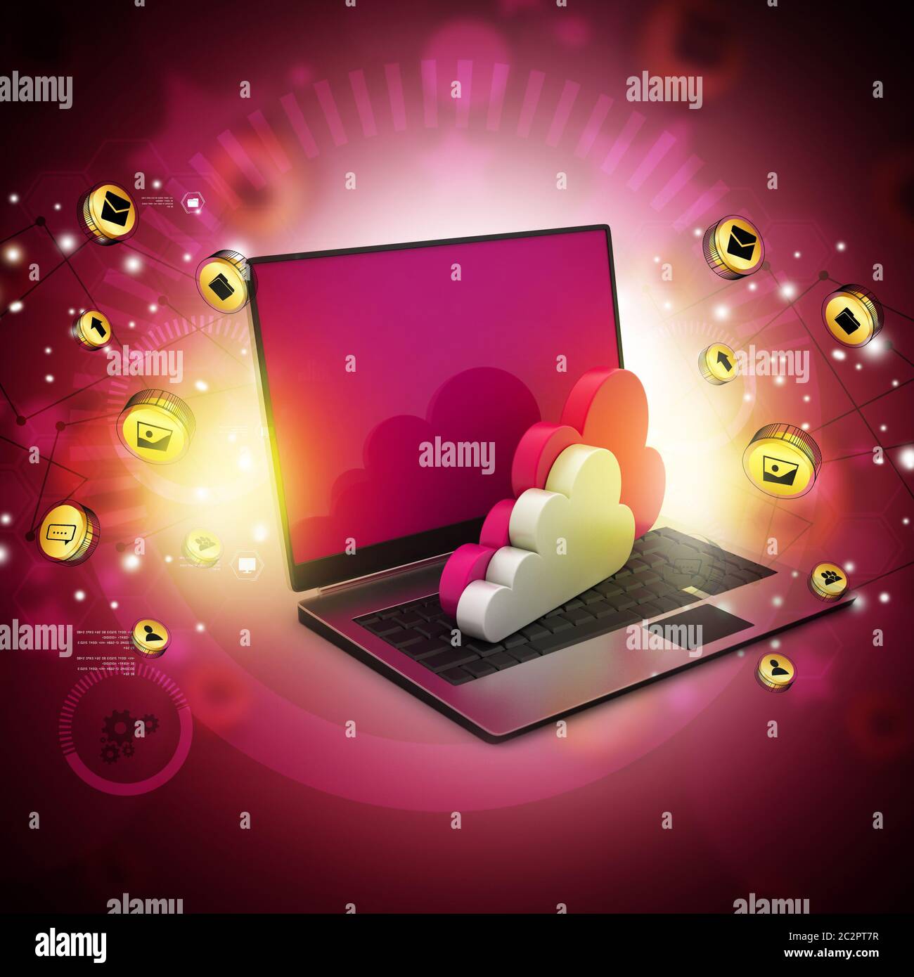 laptop showing concept of cloud computing. Stock Photo