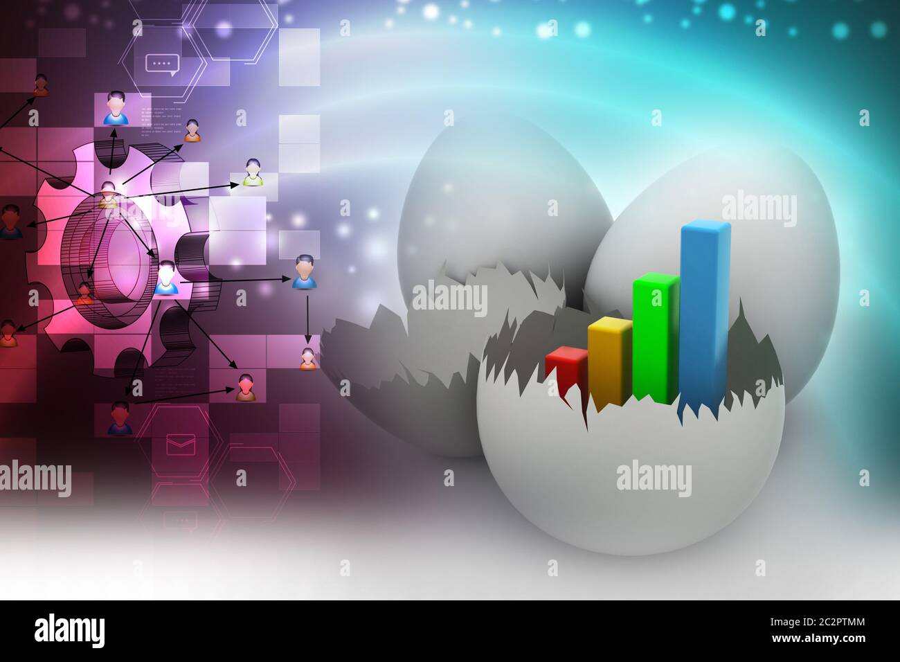 Colourful Business Growth graph in broken egg Stock Photo - Alamy