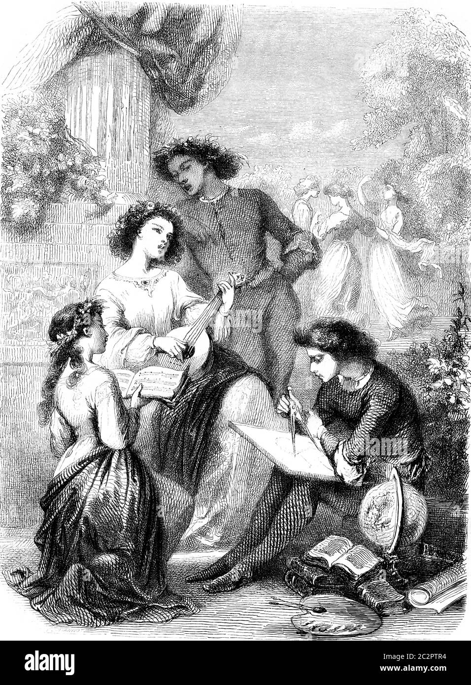 Composition and design of Tony Johannot, vintage engraved illustration. Magasin Pittoresque 1852. Stock Photo