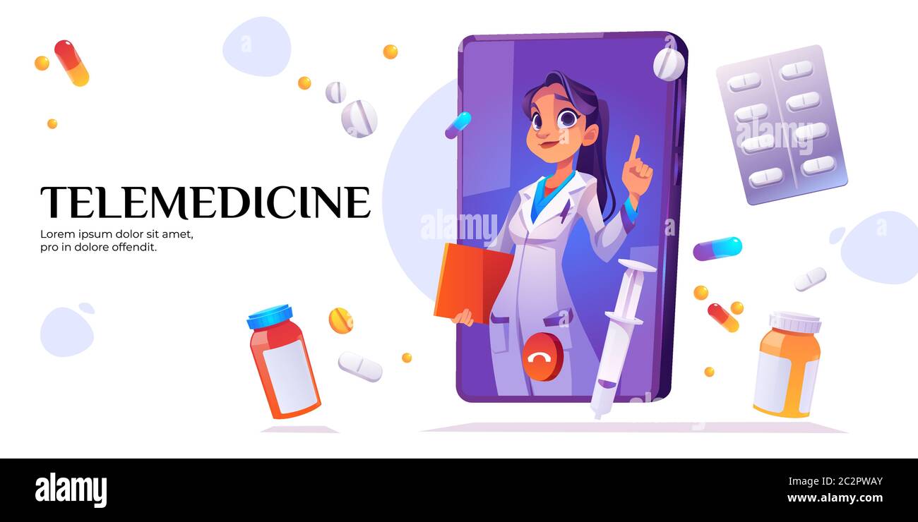 Telemedicine Concept Banner. Female Patient Consulting Doctor