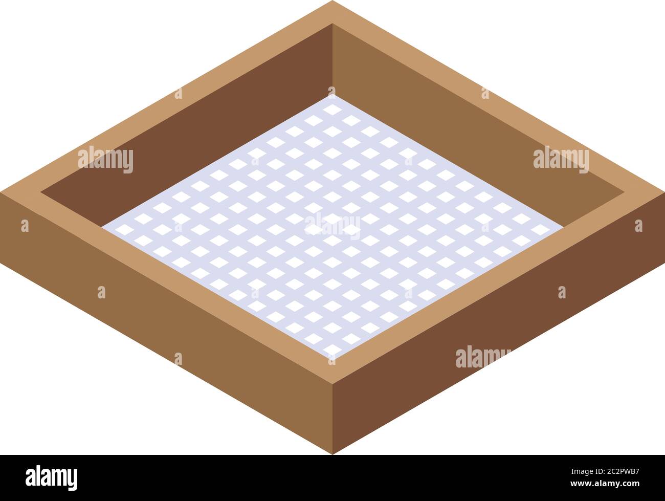 Wood frame sieve icon, isometric style Stock Vector
