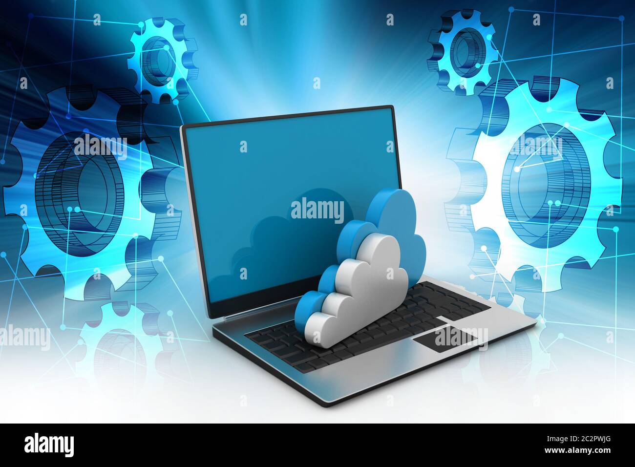 laptop showing concept of cloud computing. Stock Photo