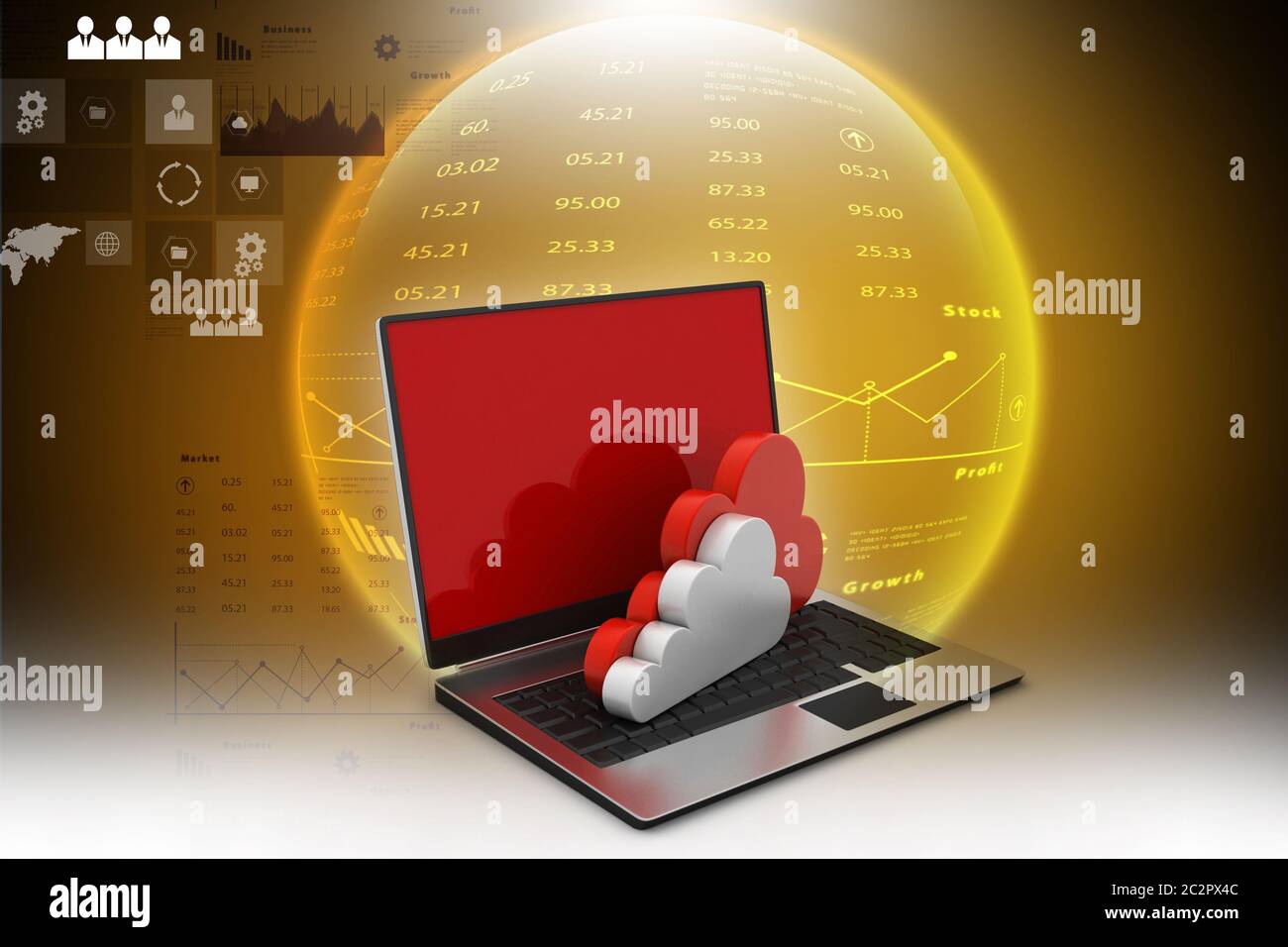 laptop showing concept of cloud computing. Stock Photo